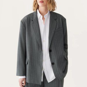 Boxy gray pinstripe blazer